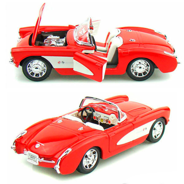 Welly 1957 Chevrolet Corvette Sport Car Diecast Metal Model Araba Hobi Oyuncak koleksiyon hediye hayran models classic