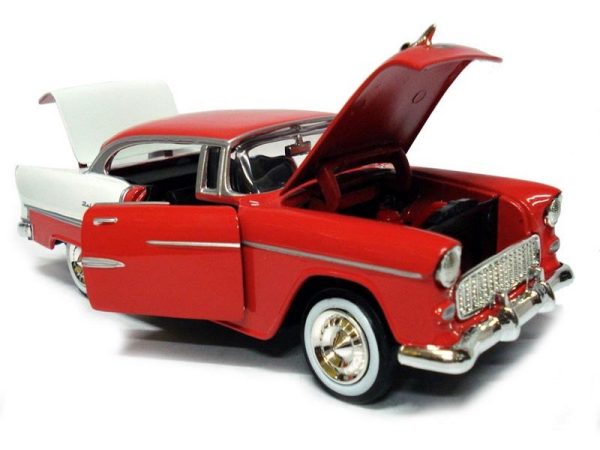 1955 Chevrolet Bel Air Red 1/24 Scale Diecast Car Model By Motor Max 73229