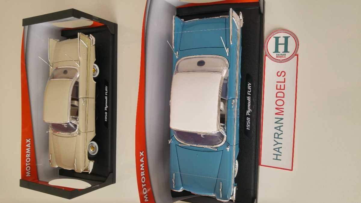 1958 Plymouth Fury Hard Top motormax diecast metal model maket araba hayranmodels 118 scale vintage car model dekorasyon hediye decor dekor blue mavi 6 (1)