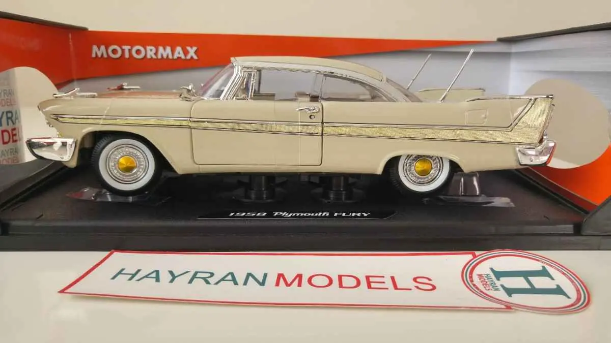1958 Plymouth Fury Hard Top motormax diecast metal model maket araba hayranmodels 118 scale vintage car model dekorasyon hediye decor dekor blue mavi 6 (1)