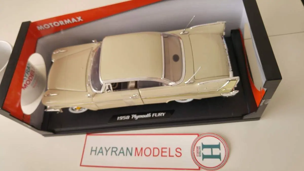 1958 Plymouth Fury Hard Top motormax diecast metal model maket araba hayranmodels 118 scale vintage car model dekorasyon hediye decor dekor blue mavi 6 (1)
