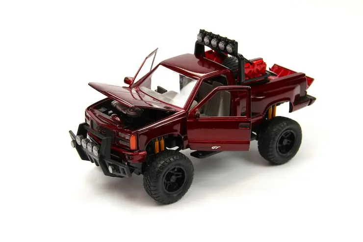 Motormax GMC Sierra GT Pickup 1992 kırmızı 1:24 ölçek diecast model araba
